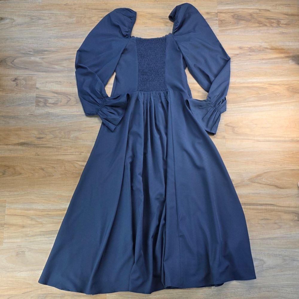 ☔️🩵⏭️NWT Blue Sweetheart Neck Long Sleeve Dress Medium - Picture 6 of 16